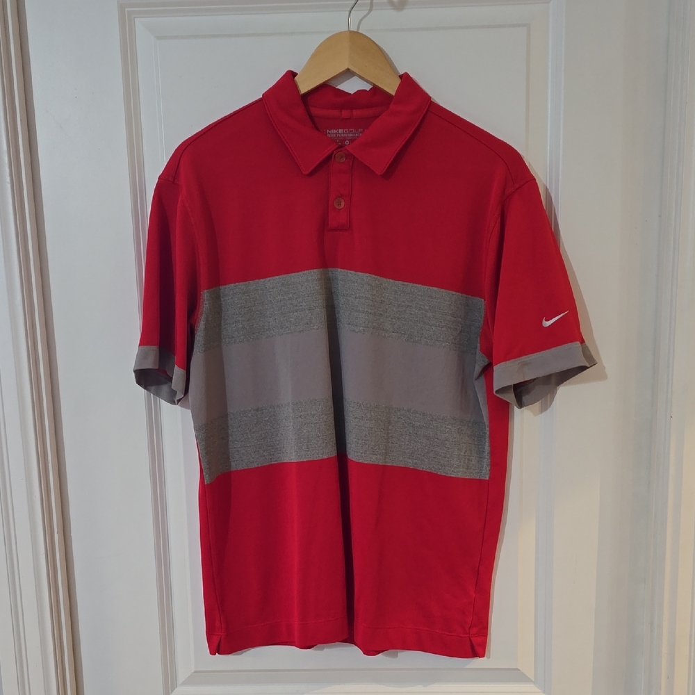 Nike Men's Polo Shirt in Red and Gray